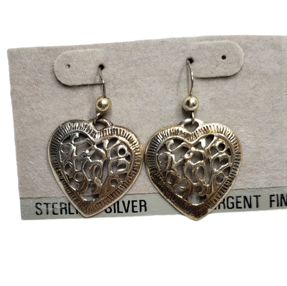 Silver Stamped HBC 925 Heart Earring Fish Hook - Picture 9 of 9